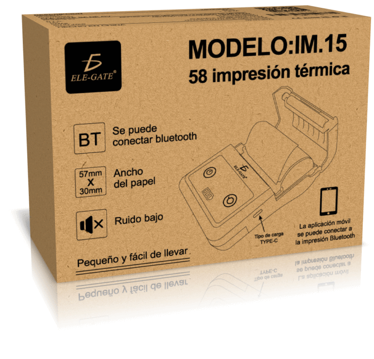 Impresora Térmica Portátil de Recibos – 58mm, Bluetooth